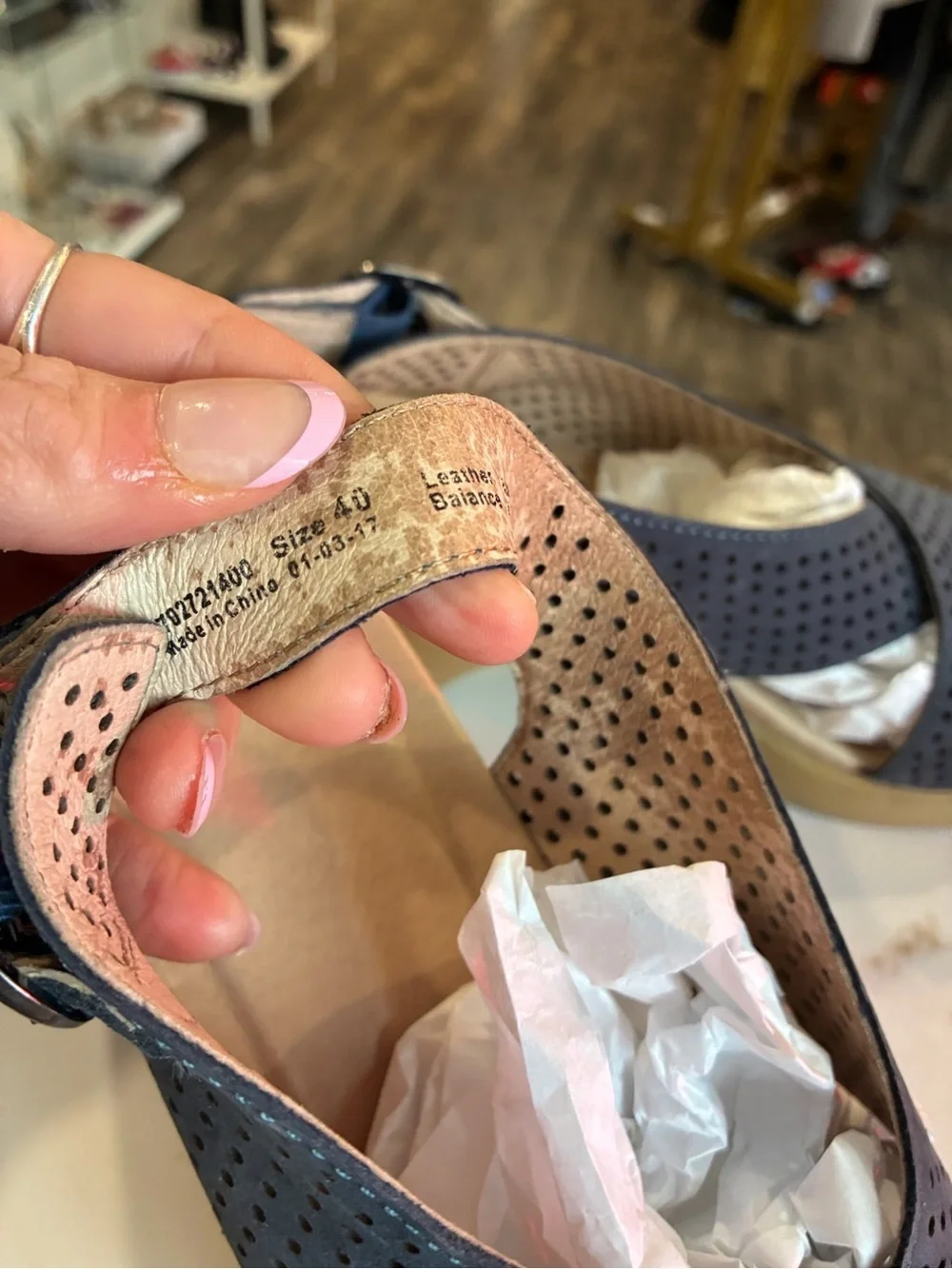 Dansko Navy Perforated Slingback Wedge Sandals